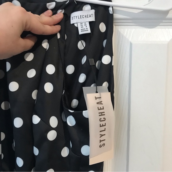 Polka Dot High Neck Ruffle Midi Dress Size 8 - Picture 2 of 6